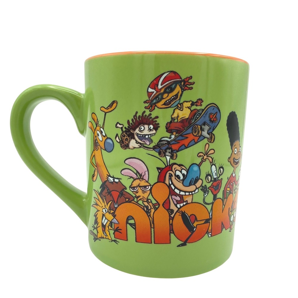 Nickelodeon 90s Character Mug Green Ren & Stimpy Rugrats SpongeBob Hey Arnold